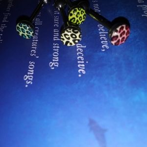 Leopard print tongue rings! 4 pack 14g